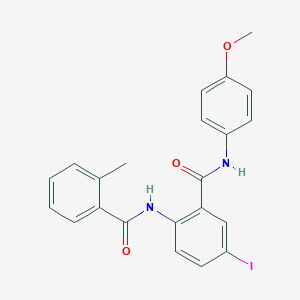 molecular formula C22H19IN2O3 B505038 5-iodo-N-(4-methoxyphenyl)-2-[(2-methylbenzoyl)amino]benzamide 