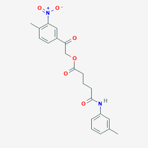 molecular formula C21H22N2O6 B5050401 2-(4-methyl-3-nitrophenyl)-2-oxoethyl 5-[(3-methylphenyl)amino]-5-oxopentanoate 