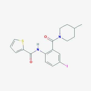 molecular formula C18H19IN2O2S B505041 N-{4-iodo-2-[(4-methylpiperidin-1-yl)carbonyl]phenyl}thiophene-2-carboxamide 