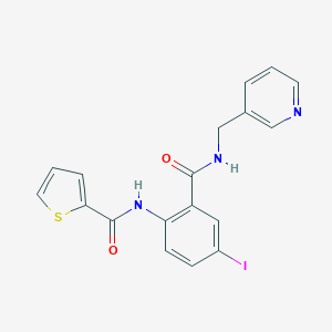 molecular formula C18H14IN3O2S B505042 N-(4-iodo-2-{[(pyridin-3-ylmethyl)amino]carbonyl}phenyl)thiophene-2-carboxamide 