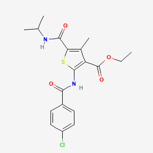 molecular formula C19H21ClN2O4S B5050455 ethyl 2-[(4-chlorobenzoyl)amino]-5-[(isopropylamino)carbonyl]-4-methyl-3-thiophenecarboxylate 