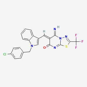 molecular formula C22H13ClF3N5OS B5050467 6-{[1-(4-chlorobenzyl)-1H-indol-3-yl]methylene}-5-imino-2-(trifluoromethyl)-5,6-dihydro-7H-[1,3,4]thiadiazolo[3,2-a]pyrimidin-7-one 