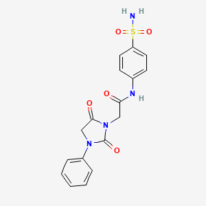 molecular formula C17H16N4O5S B5050478 N-[4-(aminosulfonyl)phenyl]-2-(2,5-dioxo-3-phenyl-1-imidazolidinyl)acetamide 