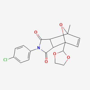 4-(4-chlorophenyl)-1-(1,3-dioxolan-2-yl)-7-methyl-10-oxa-4-azatricyclo[5.2.1.0~2,6~]dec-8-ene-3,5-dione