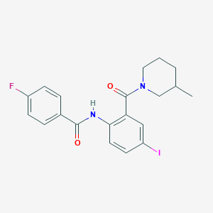 molecular formula C20H20FIN2O2 B505050 4-fluoro-N-{4-iodo-2-[(3-methyl-1-piperidinyl)carbonyl]phenyl}benzamide 