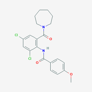 N-[2-(1-azepanylcarbonyl)-4,6-dichlorophenyl]-4-methoxybenzamide