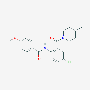 molecular formula C21H23ClN2O3 B505063 N-{4-chloro-2-[(4-methyl-1-piperidinyl)carbonyl]phenyl}-4-methoxybenzamide 