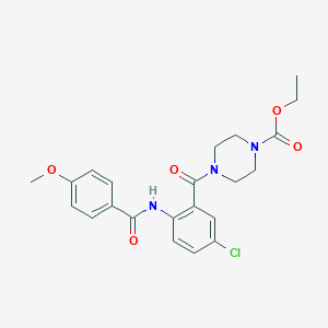 molecular formula C22H24ClN3O5 B505064 Ethyl 4-{5-chloro-2-[(4-methoxybenzoyl)amino]benzoyl}-1-piperazinecarboxylate 