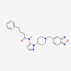 molecular formula C25H28N6O2 B5050677 N-{1-[1-(2,1,3-benzoxadiazol-5-ylmethyl)-4-piperidinyl]-1H-pyrazol-5-yl}-4-phenylbutanamide 