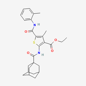 molecular formula C27H32N2O4S B5050681 ethyl 2-[(1-adamantylcarbonyl)amino]-4-methyl-5-{[(2-methylphenyl)amino]carbonyl}-3-thiophenecarboxylate 