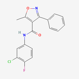 N-(3-chloro-4-fluorophenyl)-5-methyl-3-phenyl-4-isoxazolecarboxamide