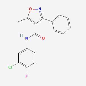 molecular formula C17H12ClFN2O2 B5050716 N-(3-chloro-4-fluorophenyl)-5-methyl-3-phenyl-4-isoxazolecarboxamide 