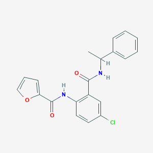 molecular formula C20H17ClN2O3 B505073 N-(4-chloro-2-{[(1-phenylethyl)amino]carbonyl}phenyl)-2-furamide 