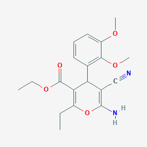 molecular formula C19H22N2O5 B5050736 ethyl 6-amino-5-cyano-4-(2,3-dimethoxyphenyl)-2-ethyl-4H-pyran-3-carboxylate 