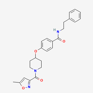 molecular formula C25H27N3O4 B5050738 4-({1-[(5-methyl-3-isoxazolyl)carbonyl]-4-piperidinyl}oxy)-N-(2-phenylethyl)benzamide 