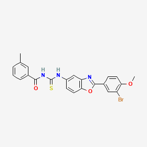 molecular formula C23H18BrN3O3S B5050791 N-({[2-(3-bromo-4-methoxyphenyl)-1,3-benzoxazol-5-yl]amino}carbonothioyl)-3-methylbenzamide 