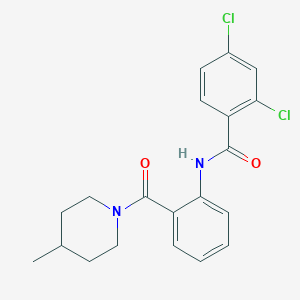 molecular formula C20H20Cl2N2O2 B505080 2,4-dichloro-N-{2-[(4-methylpiperidin-1-yl)carbonyl]phenyl}benzamide 