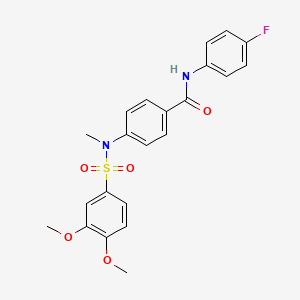 molecular formula C22H21FN2O5S B5050872 4-[[(3,4-dimethoxyphenyl)sulfonyl](methyl)amino]-N-(4-fluorophenyl)benzamide 
