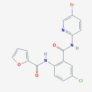 molecular formula C17H11BrClN3O3 B505088 N-(2-{[(5-bromo-2-pyridinyl)amino]carbonyl}-4-chlorophenyl)-2-furamide 