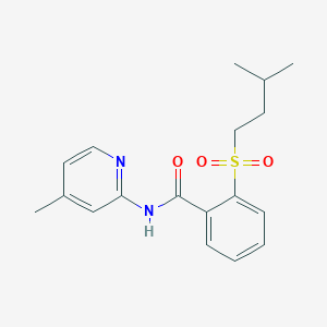 molecular formula C18H22N2O3S B5050901 2-[(3-methylbutyl)sulfonyl]-N-(4-methyl-2-pyridinyl)benzamide 