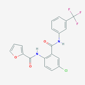 molecular formula C19H12ClF3N2O3 B505092 N-(4-chloro-2-{[3-(trifluoromethyl)anilino]carbonyl}phenyl)-2-furamide 