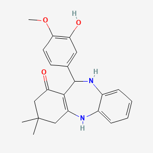 molecular formula C22H24N2O3 B5050992 11-(3-hydroxy-4-methoxyphenyl)-3,3-dimethyl-2,3,4,5,10,11-hexahydro-1H-dibenzo[b,e][1,4]diazepin-1-one CAS No. 5325-98-4