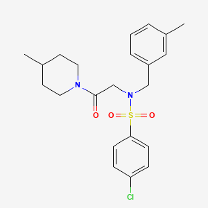 molecular formula C22H27ClN2O3S B5050995 4-chloro-N-(3-methylbenzyl)-N-[2-(4-methyl-1-piperidinyl)-2-oxoethyl]benzenesulfonamide 