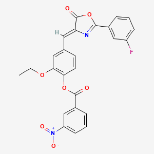 2-ethoxy-4-{[2-(3-fluorophenyl)-5-oxo-1,3-oxazol-4(5H)-ylidene]methyl}phenyl 3-nitrobenzoate