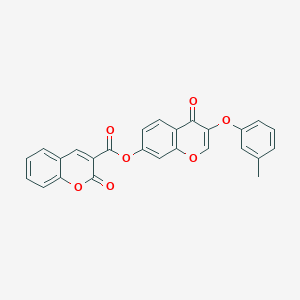 3-(3-methylphenoxy)-4-oxo-4H-chromen-7-yl 2-oxo-2H-chromene-3-carboxylate