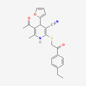 molecular formula C23H22N2O3S B5051081 5-acetyl-2-{[2-(4-ethylphenyl)-2-oxoethyl]thio}-4-(2-furyl)-6-methyl-1,4-dihydro-3-pyridinecarbonitrile 