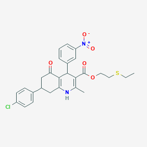 molecular formula C27H27ClN2O5S B5051082 2-(ethylthio)ethyl 7-(4-chlorophenyl)-2-methyl-4-(3-nitrophenyl)-5-oxo-1,4,5,6,7,8-hexahydro-3-quinolinecarboxylate 