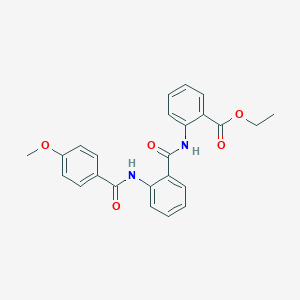 molecular formula C24H22N2O5 B505109 Ethyl 2-({2-[(4-methoxybenzoyl)amino]benzoyl}amino)benzoate 