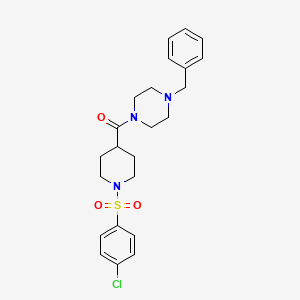 molecular formula C23H28ClN3O3S B5051095 1-benzyl-4-({1-[(4-chlorophenyl)sulfonyl]-4-piperidinyl}carbonyl)piperazine 