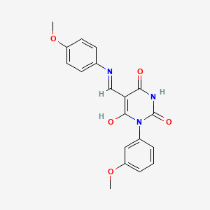 molecular formula C19H17N3O5 B5051139 1-(3-methoxyphenyl)-5-{[(4-methoxyphenyl)amino]methylene}-2,4,6(1H,3H,5H)-pyrimidinetrione 