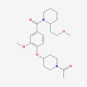 molecular formula C23H34N2O5 B5051211 1-{4-[(1-acetyl-4-piperidinyl)oxy]-3-methoxybenzoyl}-2-(2-methoxyethyl)piperidine 