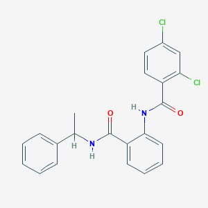 molecular formula C22H18Cl2N2O2 B505126 2,4-dichloro-N-(2-{[(1-phenylethyl)amino]carbonyl}phenyl)benzamide 