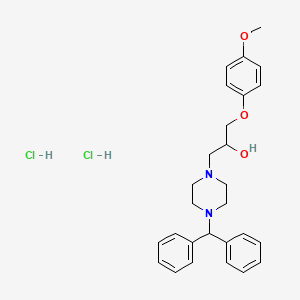 molecular formula C27H34Cl2N2O3 B5051292 1-[4-(diphenylmethyl)-1-piperazinyl]-3-(4-methoxyphenoxy)-2-propanol dihydrochloride 
