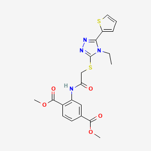 molecular formula C20H20N4O5S2 B5051338 dimethyl 2-[({[4-ethyl-5-(2-thienyl)-4H-1,2,4-triazol-3-yl]thio}acetyl)amino]terephthalate 