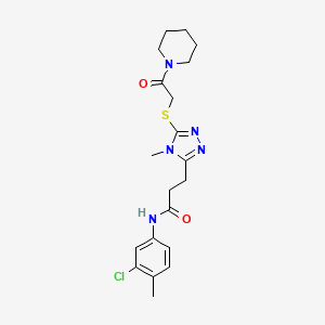 molecular formula C20H26ClN5O2S B5051361 N-(3-chloro-4-methylphenyl)-3-(4-methyl-5-{[2-oxo-2-(1-piperidinyl)ethyl]thio}-4H-1,2,4-triazol-3-yl)propanamide 