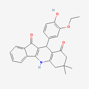 molecular formula C26H25NO4 B5051372 10-(3-ethoxy-4-hydroxyphenyl)-7,7-dimethyl-6,7,8,10-tetrahydro-5H-indeno[1,2-b]quinoline-9,11-dione 