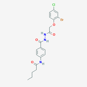 molecular formula C20H21BrClN3O4 B5051392 N-[4-({2-[(2-bromo-4-chlorophenoxy)acetyl]hydrazino}carbonyl)phenyl]pentanamide 