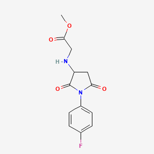 molecular formula C13H13FN2O4 B5051408 methyl N-[1-(4-fluorophenyl)-2,5-dioxo-3-pyrrolidinyl]glycinate 