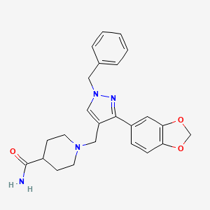 molecular formula C24H26N4O3 B5051445 1-{[3-(1,3-benzodioxol-5-yl)-1-benzyl-1H-pyrazol-4-yl]methyl}-4-piperidinecarboxamide 