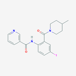 molecular formula C19H20IN3O2 B505150 N-{4-iodo-2-[(4-methylpiperidin-1-yl)carbonyl]phenyl}pyridine-3-carboxamide 