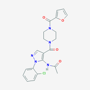 molecular formula C21H20ClN5O4 B505152 N-(1-(2-chlorophenyl)-4-{[4-(2-furoyl)-1-piperazinyl]carbonyl}-1H-pyrazol-5-yl)acetamide 