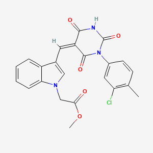 molecular formula C23H18ClN3O5 B5051538 methyl (3-{[1-(3-chloro-4-methylphenyl)-2,4,6-trioxotetrahydro-5(2H)-pyrimidinylidene]methyl}-1H-indol-1-yl)acetate 