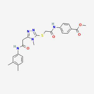 molecular formula C23H25N5O4S B5051605 methyl 4-({[(5-{2-[(3,4-dimethylphenyl)amino]-2-oxoethyl}-4-methyl-4H-1,2,4-triazol-3-yl)thio]acetyl}amino)benzoate 