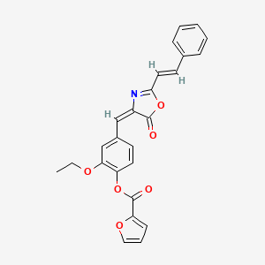 molecular formula C25H19NO6 B5051634 2-ethoxy-4-{[5-oxo-2-(2-phenylvinyl)-1,3-oxazol-4(5H)-ylidene]methyl}phenyl 2-furoate 