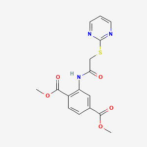 molecular formula C16H15N3O5S B5051643 dimethyl 2-{[(2-pyrimidinylthio)acetyl]amino}terephthalate 