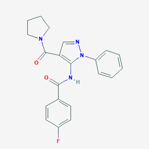 4-fluoro-N-[1-phenyl-4-(1-pyrrolidinylcarbonyl)-1H-pyrazol-5-yl]benzamide